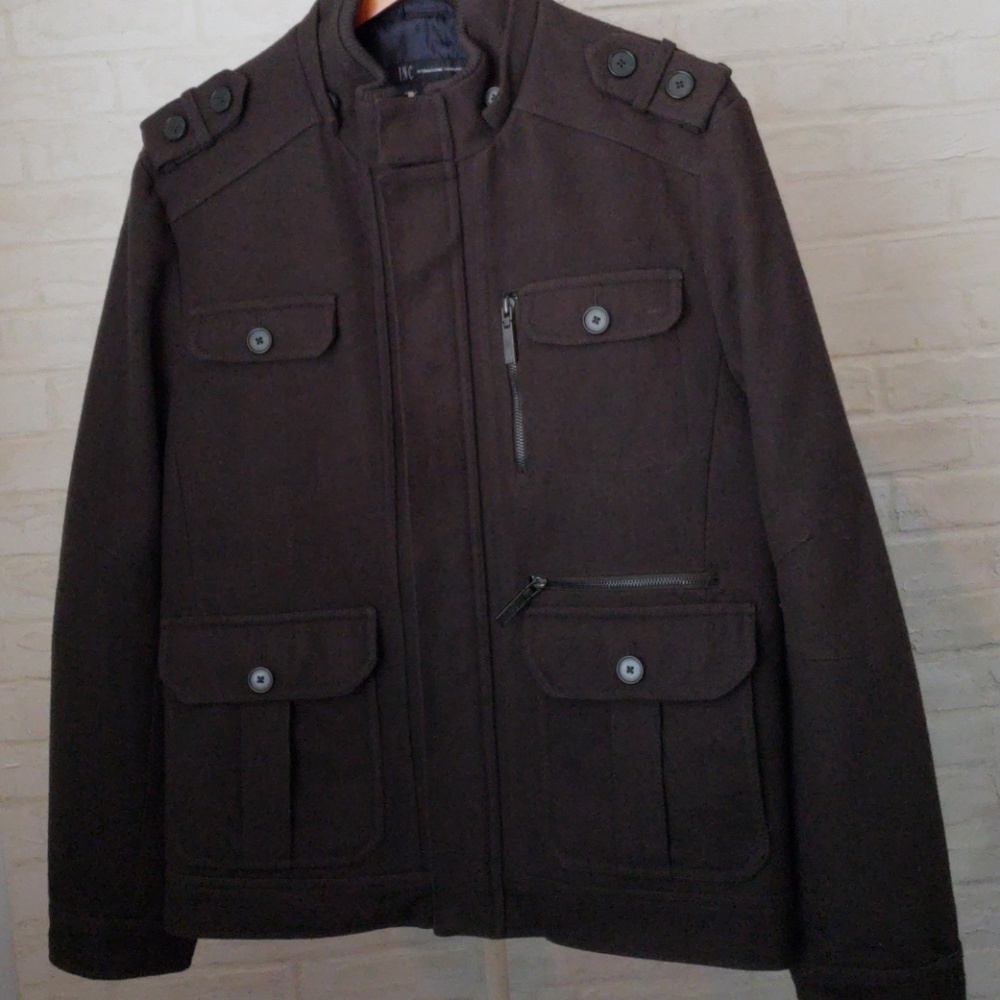 INC Mens Green Military Wool blend Jacket Size L